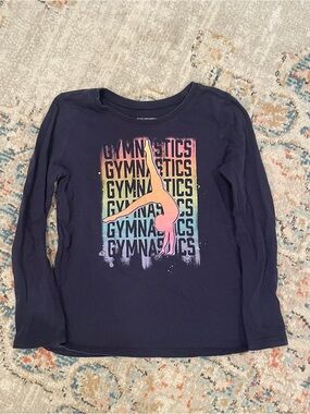 The Children’s Place Girls' Navy and Rainbow Gymnastics Long-Sleeve Tee 6